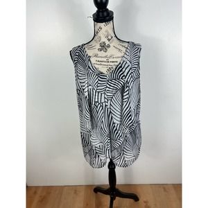 Ab Studios zebra floral print sleeveless blouse with back cutout